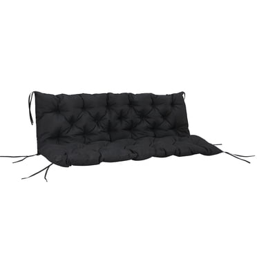 Outsunny Coussin de Balançoire de Porche Coussin de Banc de Jardin avec Dossier, Coussin Antidérapant 3 Places, Tapis Doux, Remplacement de Tapis de Chaise Balançoire pour Intérieur et Extérieur, 59.1 Pouces x 38.6 Pouces, Noir