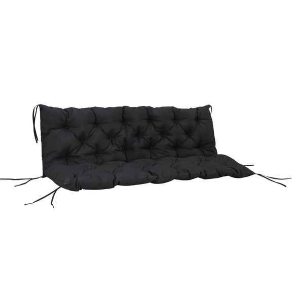 Outsunny Porch Swing Cushion Garden Bench Cushion with Backrest, Non-Slip 3-Seater Soft Pad, Swing Chair Mat Replacement for Indoor and Outdoor, 59.1" x 38.6", Black