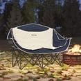 thumbnail image 2 of Outsunny Chaise de Camping Double, Chaise de Camp Rembourrée avec Porte-Gobelets, Bleu Marine, 2 of 10