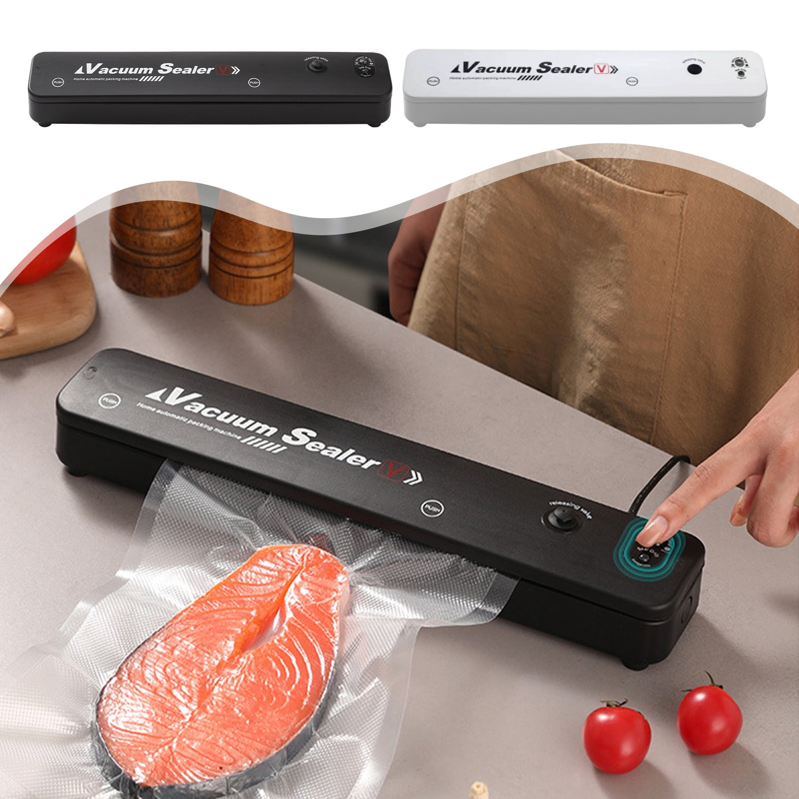 Iumwxz Appareils Domestiques Intelligents Scelleuse sous Vide pour Aliments Machine de Mise sous Vide Automatique pour la Conservation des Aliments Système de Scellage et d'Emballage Écoénergétique Plastique Blanc Aubaines en Sports et Loisirs
