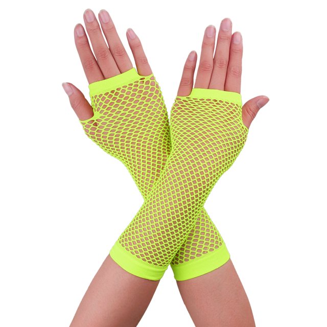 Unique Bargains Women's Elbow Length Fingerless Fishnet Gloves 2 Pairs