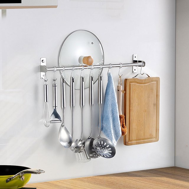 maskred Efficient And Organized Kitchen Rack Tools Easy To Install Rust-resistant Kitchen Utensils Rack Double pole+50cm+8 1Set