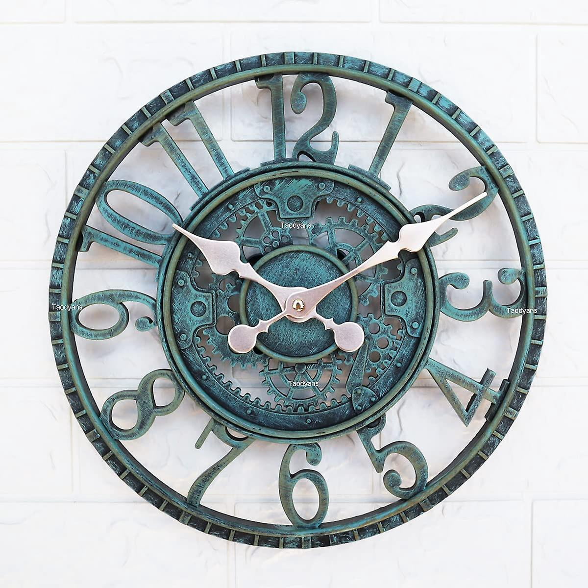Outdoor Wall Clock, 30cm Waterproof Garden Clock, Retro Decor Clocks For Home Kitchen Living Room - Not Silent (turquoise)