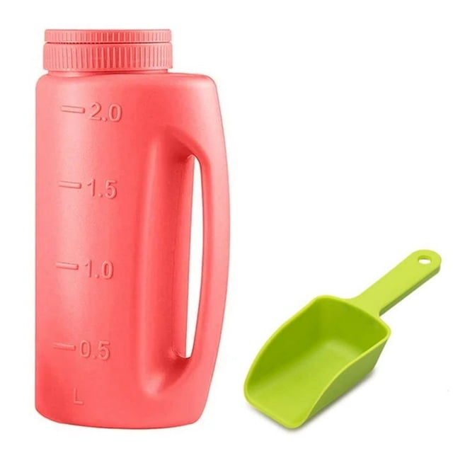 CHUANK Ice Melt Salt Spreader Handheld Shaker for Lawn Seed Salt Ice Melt Calcium Deicer Shaker 2 Liter Adjustable Hole Size Handy for Fertilizer Lawn Seed Salt to Deice