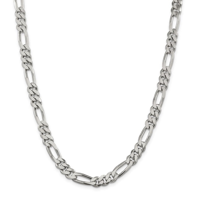 Sterling Silver 8mm Figaro Chain (Weight: 67.9 Grams, Length: 28 Inches)