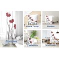 thumbnail image 5 of ORUYROP Rideaux de Cuisine à Fleurs Rouges 55 x 39 Pouces Pétales Floraux Poche pour Tringle Lignes de Feuilles Géométrique Moderne Femme Fille Blanc Noir Imprimé Salon Chambre Rideaux de Fenêtre Traitement Tissu 2 Pa, 5 of 5