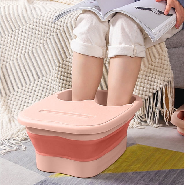 Foldable Foot Bath Bucket with Lid, Usavan Portable Massage Acupoints Spa Bucket, Large Capacity Quick Dry Non-Slip Foldable Foot Soaker for Home Travel Camping