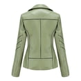 thumbnail image 4 of Qertyioot Womens Leather Jacket New Slim Stand-Up Collar Zipper Stitching Solid Color, 4 of 7