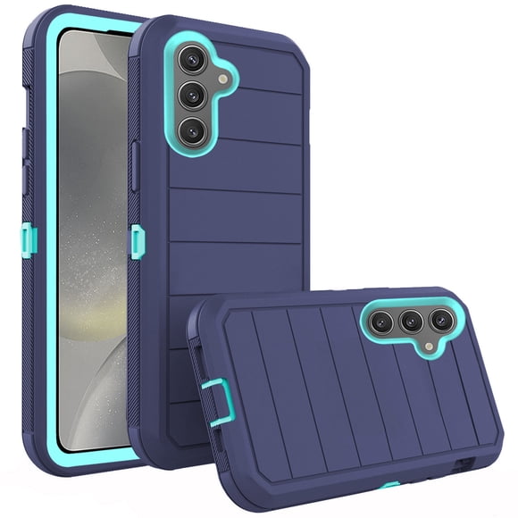 Asuwish Compatible with Samsung Galaxy S24 FE 5G Phone Case Hybrid Rugged Shockproof Hard Protective Drop Proof Full Body Heavy Duty Mobile Cell Cover for S 24 EF AI S24FE 24S Women Men Blue
