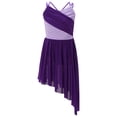 thumbnail image 4 of Jhaoyu Robe de Danse Lyrique Moderne Jazz pour Filles Enfants Justaucorps Irrégulier Performance Danse Violet 12, 4 of 7