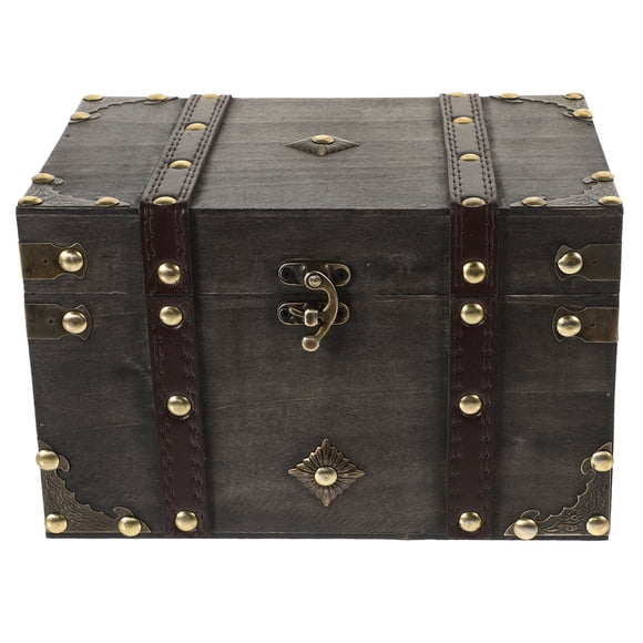 SHISUYAN Wooden Pirate Treasure Chest Multi-functional Wooden Storage Box Decorative