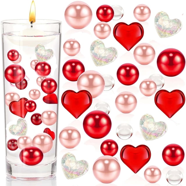 TIMIFIS Ensemble de Décoration de Vase de la Saint-Valentin Rempli de Perles