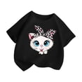 thumbnail image 3 of PMVFHDE T-Shirts Graphiques Mignons T-Shirts Chemises pour Fille Grande Taille Hauts pour Fille Hauts Tendance pour Filles T-Shirt Graphique Mignon pour Fille Col Rond Manches Courtes T-Shirt d'Été Décontracté Noir, 5-6 Ans, 3 of 5