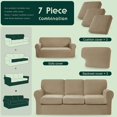 thumbnail image 3 of Set of 7 Check Spandex Jacquard Sofa Covers, 3 Seater Sofa Covers (Large, Sand), 3 of 6