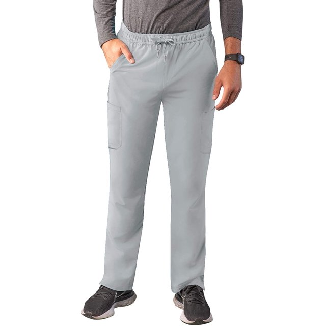 Adar Addition Scrubs for Men - Slim Leg Cargo Drawstring Scrub Pants - A6106 - Silver Gray - 2X
