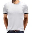 thumbnail image 4 of Black Muscle Shirt men Short-Sleeve Beefy Muscle Basic Solid Pure Color Blouse Tee Shirt Top, 4 of 5