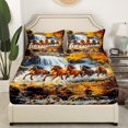 thumbnail image 3 of Erosebridal Ensembles de Draps Complets Chevaux Galopants, Literie Arbre Cascade Nature Taille Complète 4 Pcs, 3 of 7