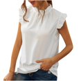 thumbnail image 1 of Timegard Tank Tops for Women Crew Neck Ruffle Sleeve Ruched Solid Color Comfy Work Casual Tunic Tops, 1 of 5