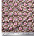 thumbnail image 1 of Soimoi Moss Georgette Fabric Leaves & Rose Floral Decor Fabric Printed Yard 42 Inch Wide, 1 of 3