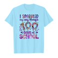 thumbnail image 4 of LUOGENLI T-Shirt pour Filles Enfants Mode Décontractée Imprimé Col Rond Ample Manche Courte T-Shirt Haut Chemises pour Filles Tendance Mini Bleu Clair 3-4 Ans, 4 of 4