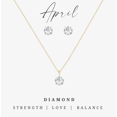 thumbnail image 1 of Goldtone April Diamond Birthstone CZ Earring & Necklace Set, 1 of 3
