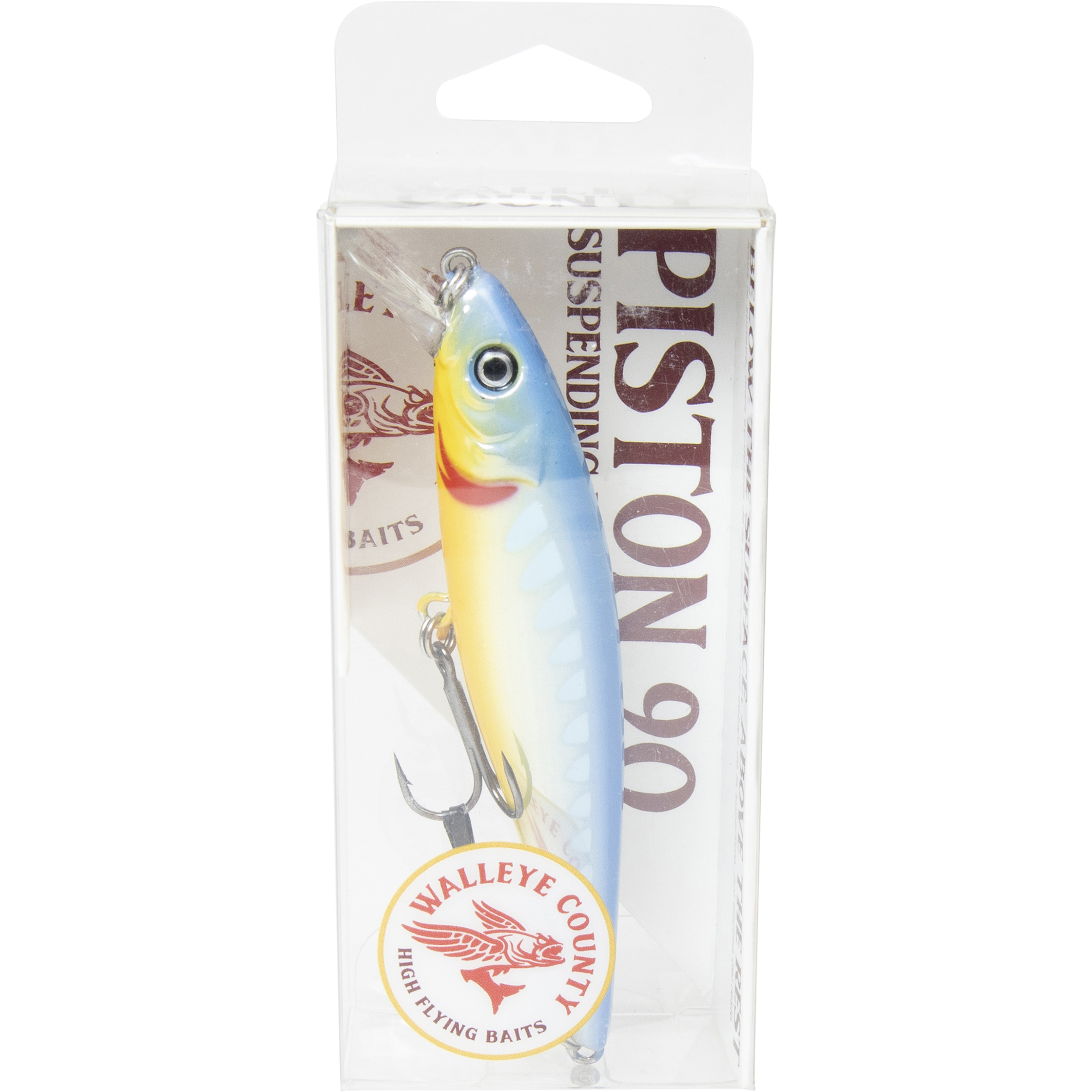 Leurre de pêche Walleye County Piston, 3 1/2 po, 3/8 oz, Chromé Bleu Orange, 1 pièce