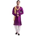 thumbnail image 1 of Tenue de Fête de Mariage Indienne Kurta Pyjama pour Homme avec Foulard (Violet, TTG), 1 of 6