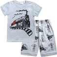 thumbnail image 1 of Little Hand Pyjama Garçon 100 % Coton Pyjamas d'Été Vêtements de Nuit d'Été Ensembles Courts 6T, 1 of 7