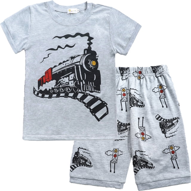 Little Hand Pyjama Garçon 100 % Coton Pyjamas d'Été Vêtements de Nuit d'Été Ensembles Courts 6T