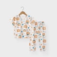 thumbnail image 2 of WERYOUNG Ensembles Filles Garçons Été Doux Imprimé Dessin Animé Manches Courtes Col Rond Haut et Pantalon Taille Élastique Ensemble Garçons Tenue d'Intérieur Confortable, Orange, 8-10 Ans, 2 of 3