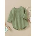 thumbnail image 4 of FOCUSNORM Infant Baby Boys Girls Fall Knitting Jumpsuit Solid Color Jacquard Round Neck Long Sleeve Romper, 4 of 9