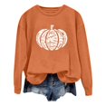 thumbnail image 1 of Arlun,Halloween Chandails en Molleton Citrouille 2025 Mode Automne Femmes Grande Taille Chandails à Lettres Imprimées Hauts Coupe Ample Confortables Col Rond Manches Longues Manteau Hauts Sans Capuche Orange G, 1 of 3