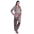 thumbnail image 2 of Moomaya Ensemble de Pyjama à Manches Longues et Shorts pour Femmes, Pyjama en Satin à Boutons pour Femmes, 2 of 6