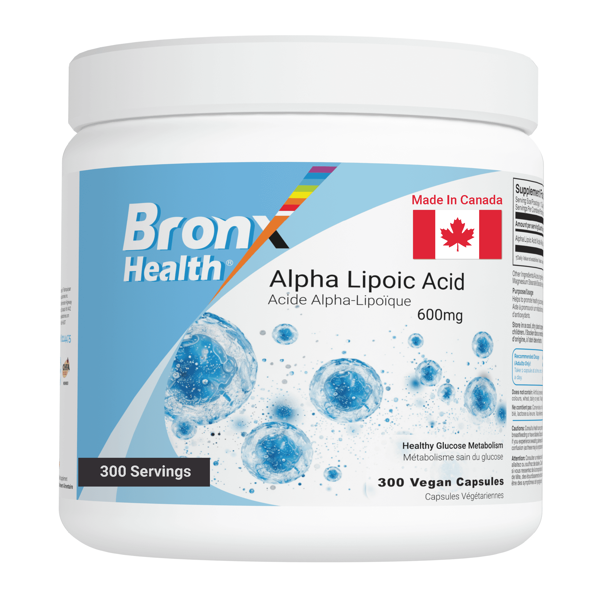 BRONX Alpha Lipoic Acid 600mg Max Strength 300 Vegan Capsules
