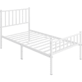 thumbnail image 1 of Fullfurnique Minimalist Metal Bed Frame with Vertical Bar Headboard and Footboard, Twin, White, 1 of 8