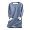 thumbnail image 1 of HKEJIAOI 2023 Haut pour Femme Col Rond Uni Poids Moyen Manches Longues Haut, 1 of 7