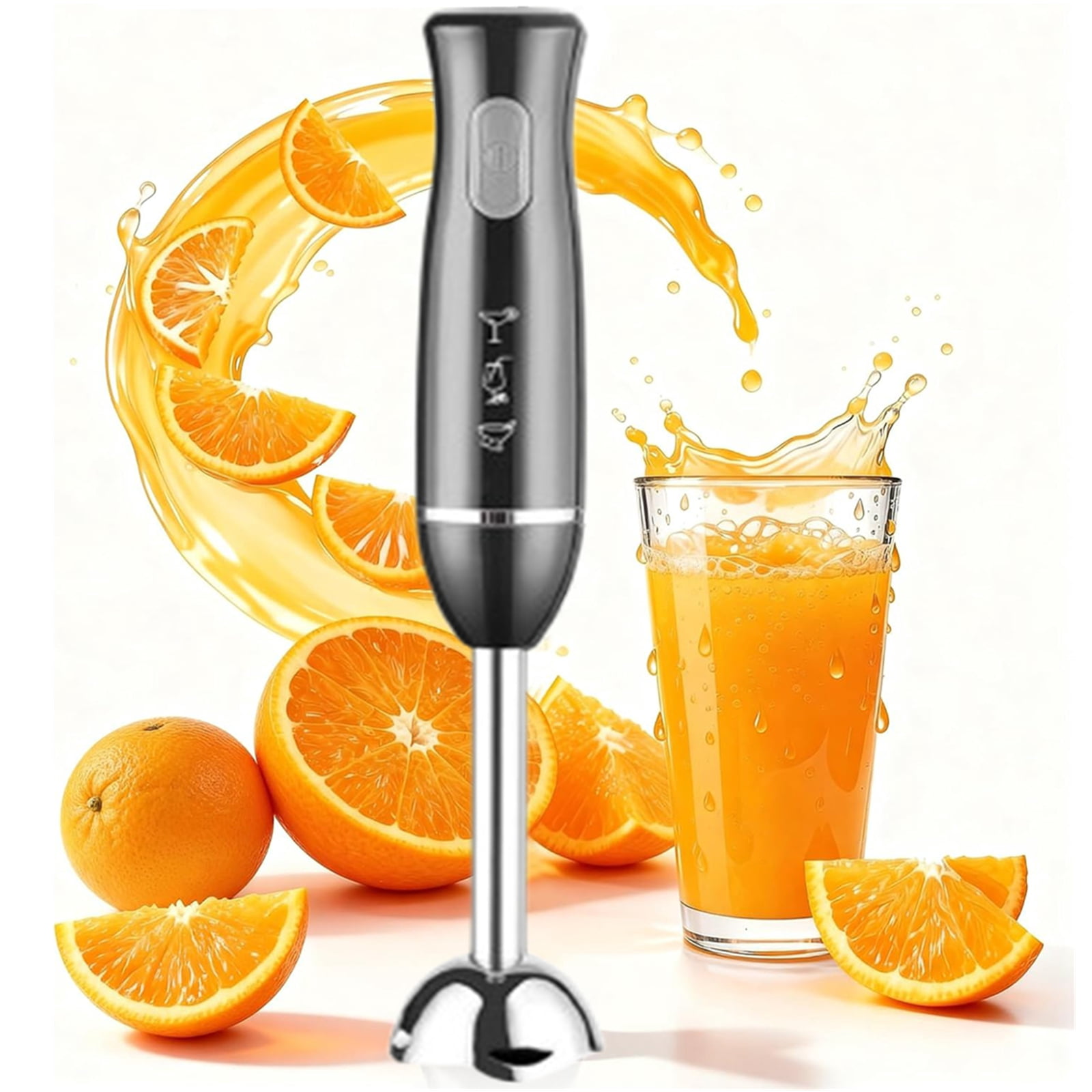 Djiypn Immersion Hand Blender, 1000W Corded Electric Handheld Stick Mixer with Stainless Steel Blades for Smoothies, Purees & Food, Black