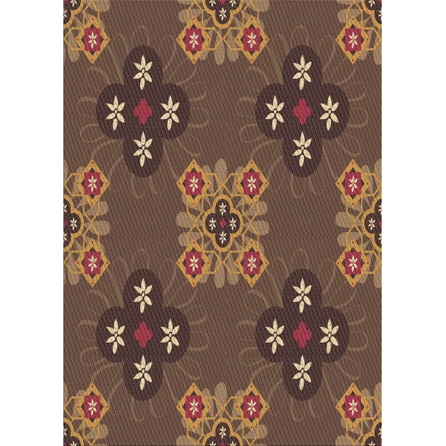 Ahgly Company Tapis d'Aire Rectangulaire Transitionnel Rouge Brun pour Intérieur, Lavable à la Machine, 2 Pieds x 5 Pieds