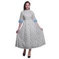 thumbnail image 1 of Bimba Floral Printed Womens Roll Up Sleeves Dress Mandarin Collar Button Down Shirt-Medium, 1 of 5