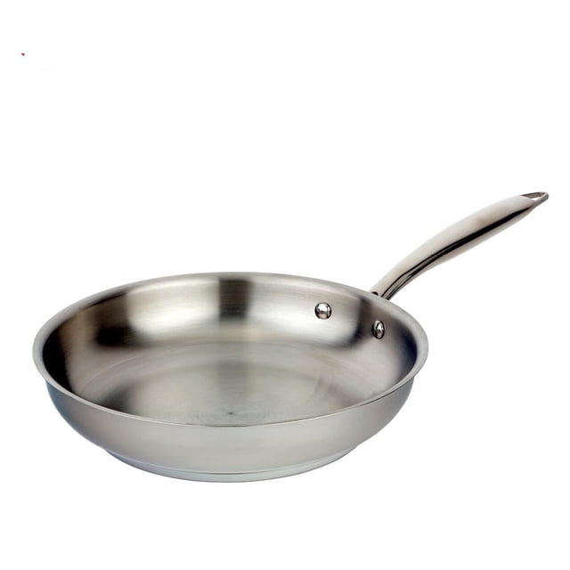 Meyer Accolade Poêle à Frire en Acier Inoxydable 24 Cm/9,5 Pouces, Poêle, Fabriquée au Canada. Cette Poêle à Frire Présente une construction durable en Acier Inoxydable 18/10 avec une base Entièrement Encapsulée pour une Répartition Uniforme de la Chaleur. Elle Comprend des Poignées en Acier Inoxydable Coulé à Double Rivetage et une Lèvre Courbée Anti-Goutte pour un Versement Sans Déversement. compatible Induction et Sécuritaire pour Toutes les Cuisinières, Elle Est Aussi Sécuritaire pour le Four et le Lave-Vaisselle. la Poêle Mesure 24 cm de Diamètre,