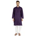 thumbnail image 1 of Atasi Ensemble Kurta Pyjama 2 Pcs pour Homme, Col Henley, Kurta Long Décontracté, 1 of 7