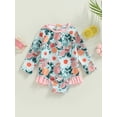 thumbnail image 2 of Fortune Toddler Baby Girl One Piece Swimsuit Long Sleeve Flower Swimwear Girls Rash Guard, 2 of 9