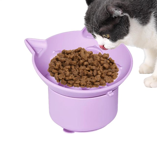Bol pour Animaux en Silicone Surélevé avec Design Inclinable Plat Interactif pour Chat pour Alimentation Contrôlée Usage Intérieur