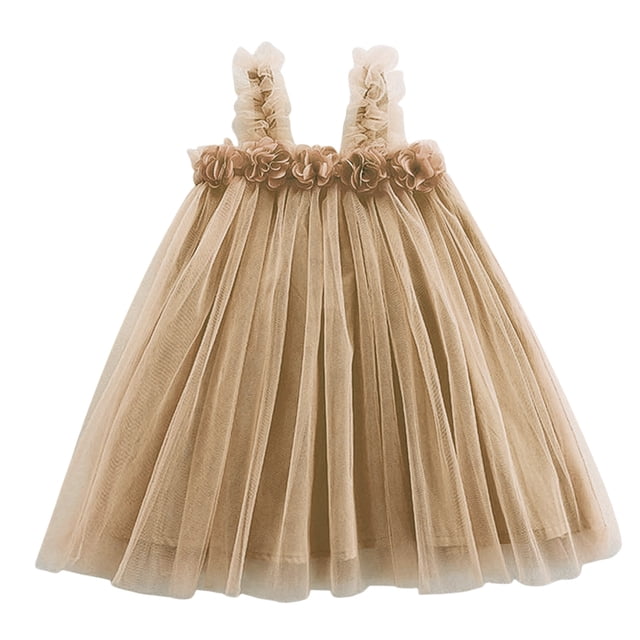 Robe Fille Tout-Petit Sans Manches en Tulle à Fleurs Fête des Fêtes Jeu de Rôle Robe de Danse Robe Fille Taille 12-18 Mois