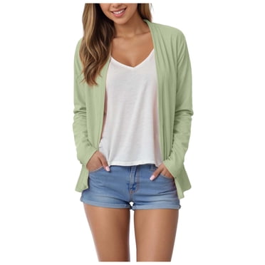 WUANDIXFA Womens Sweaters Trendy 2025 Cardigan for Women Trendy Lightweight Soft Thin Long Sleeve Open Front Cardigans Casual Breathable Cover Ups Dusters Light Green,XL