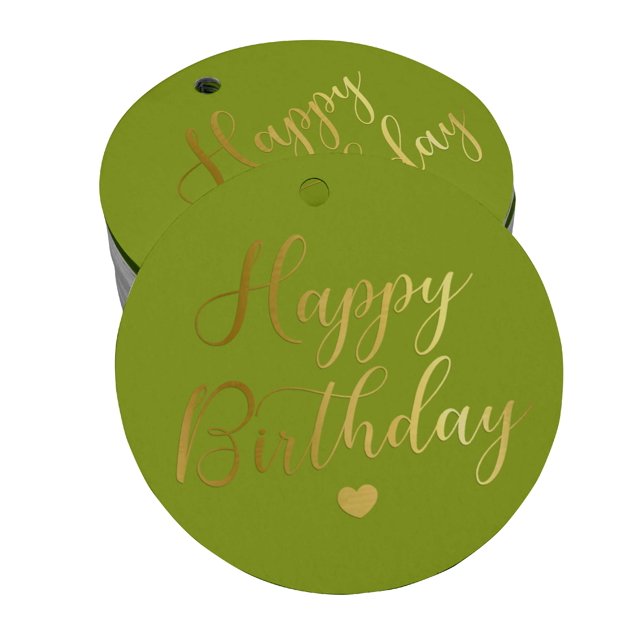 Inkdotpot Pack Of 100 Real Gold Foil Paper Tags Happy Birthday Favor Hang Tags