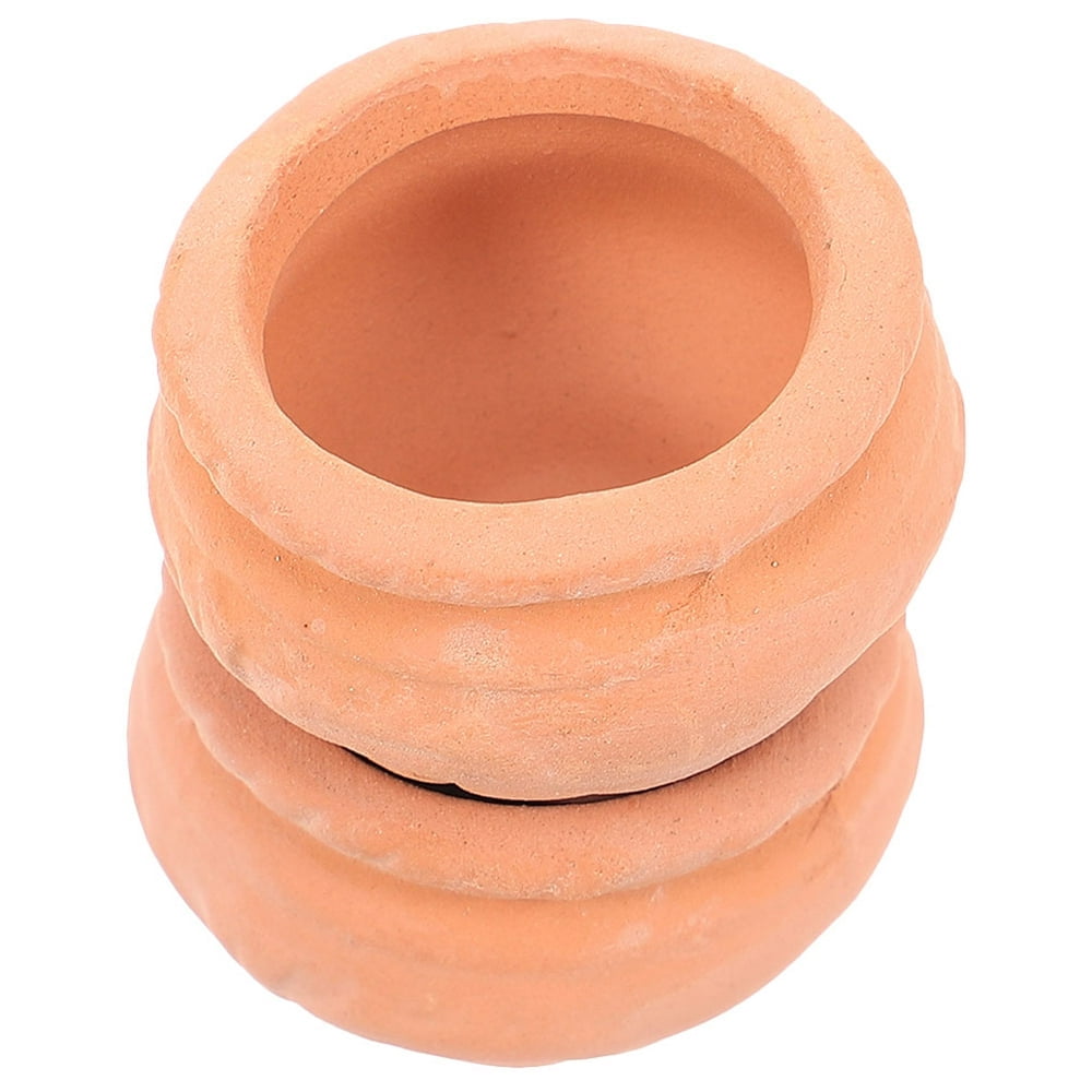 HLONK 2pcs  Mini Terracotta Clay Flower Pots Tiny Cactus Pots Small  Planter Nursery Plant Pot for Home