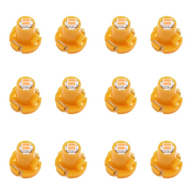 Unique Bargains 12pcs 12V T4.2 2-3014-SMD Yellow LED Car Interior Dashboard Panel Light Bulb