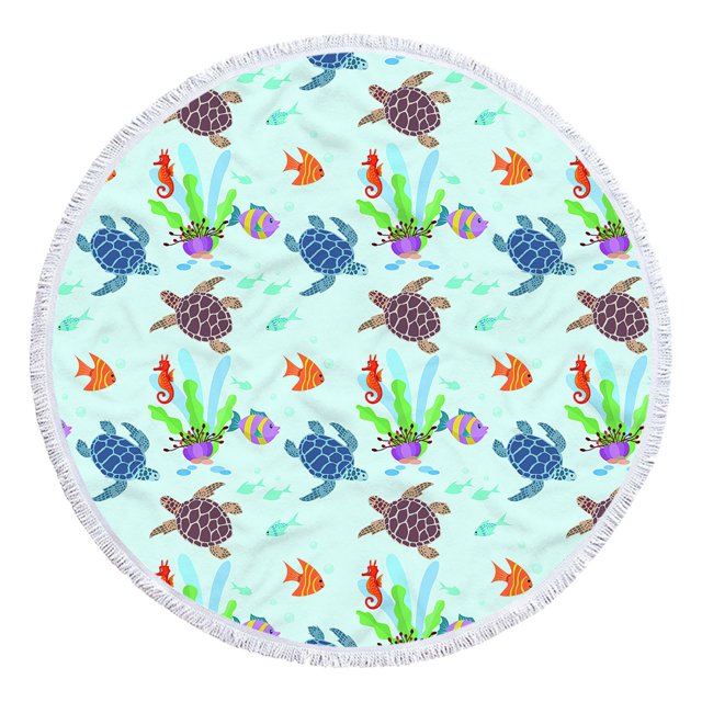 Colorful Round Beach Towel - Sandproof & Quick Dry Microfiber Blanket for Pool, Yoga, Picnics, and Travel