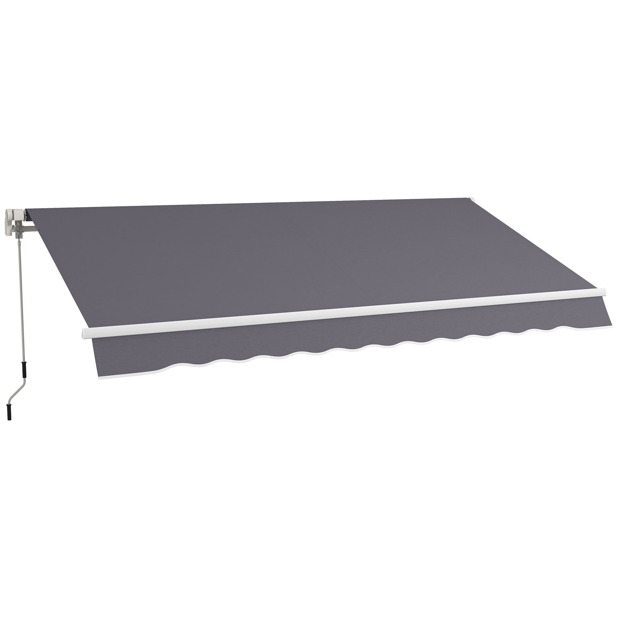 Outsunny Retractable Awning Manual Sun Shade Shelter Dark Grey